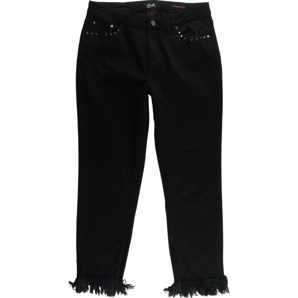 Earl Skinny Ankle Black Jeans Studded Raw Hem A711